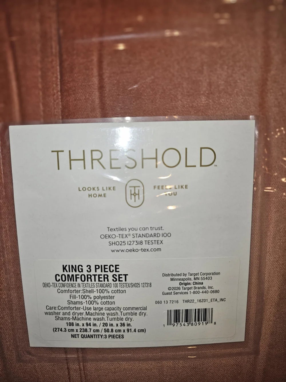 Threshold King 3-Piece Comforter Set in Dusty Rose
